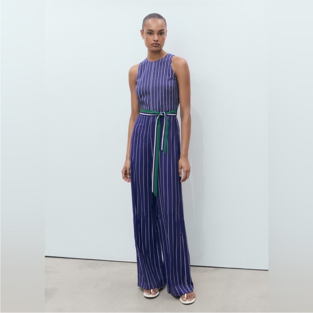 Mango Purple Striped Jumpsuit